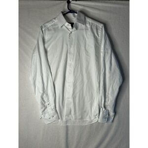 David Donahue Luxury Men's Dress Shirts Lot Of 2 White & BlueTrim Fit 15.5 34/35